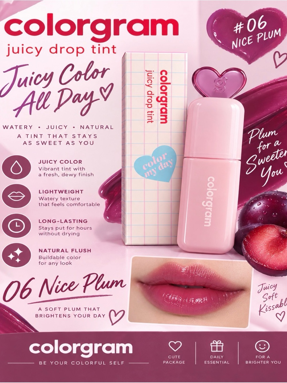 Colorgram Juicy Drop Tint Lip Gloss — Nice Plum (06)